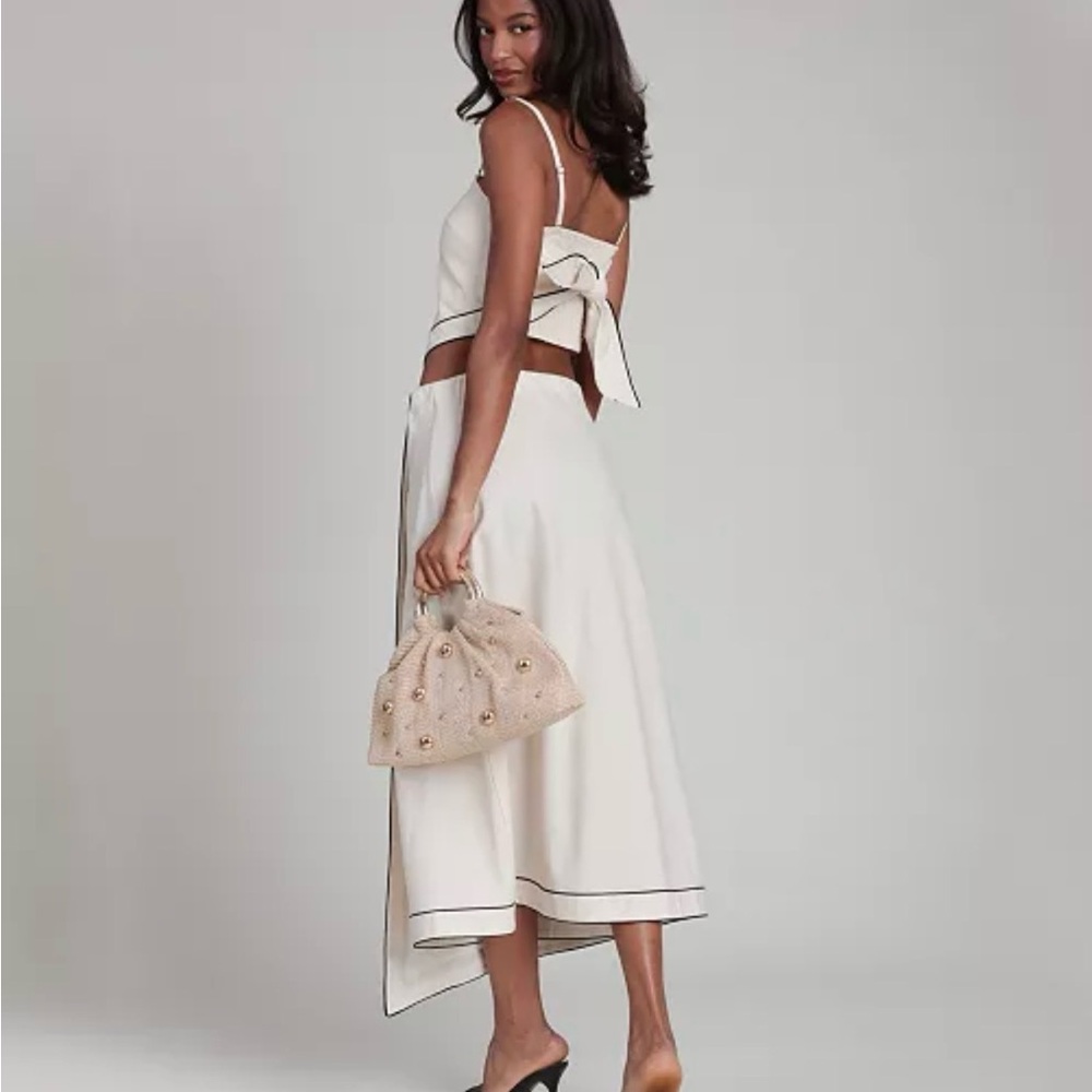 Avec Les Filles Cream Two-Piece Bow-Back Maxi Dress